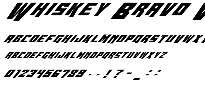 Whiskey Bravo Victor Italic font